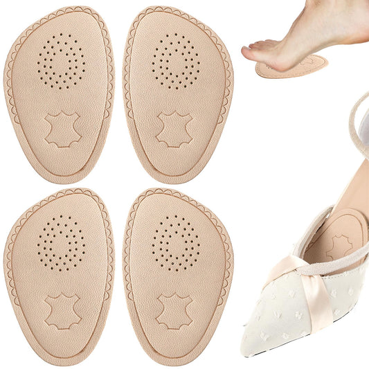 Sibba Metatarsal Pads for Women, Lambskin Faux Leather High Heel Pad Ball of Foot Cushions Inserts Anti Slip Shoe Insoles Forefoot Pad for Women, 2 Pairs, One Size, Reusable
