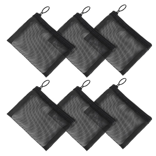 Sibba Mini Zipper Toiletry Bag Mesh Organizing Pouch 6 Packs Nylon Waterproof Small Purse Cosmetic Stationery Case Storage Makeup Bags Offices Travel Organizer Accessories Kit (S Size)