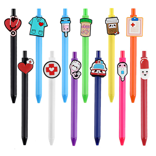 12pcs Cute Nurse Pens Funny Nurse Accessories for Work Aesthetic Gel Pen Black Ink Set Syringe Versatile Writing Instruments for Medical Assistant Student Essentials Week Gifts Appreciation Gift