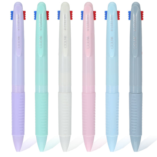 Wanmu Multicolor Pen in One, 6 Pcs Multicolor Ball Point Pens, 4-in-1 Colored Pens, 0.5mm Fine Point Multi Ink Pens, 4-Color Pen for School, Student, Office Supplies,Nurse Note Taking