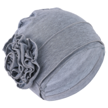 COMNICO Chemo Turban Headwear for Women, Soft Cancer Beanies Flowers Hats Cap Elastic Covers Wraps Chemo Head Scarf for Cancer Patient Hair Loss Grey