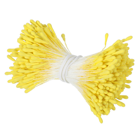 Wanmu 760Pcs 3mm Yellow Pearl Handmade Flower Stamens for Flower Making, Double Heads Artificial Flowers Stamens for Crafts DIY Christmas Card Wedding Party Scrapbook Decoration