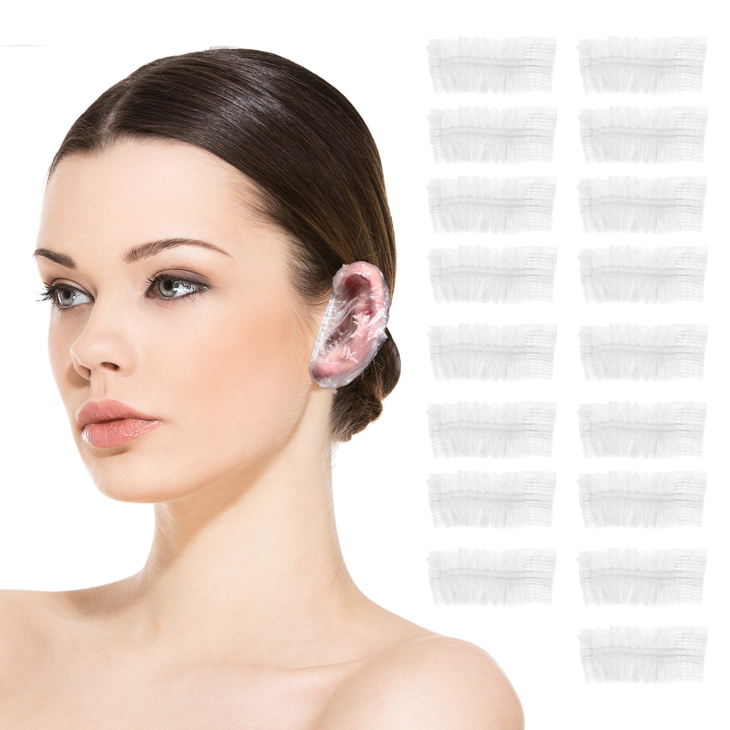 Dimeho 200pcs Clear Disposable Ear Protectors, Shower Bathing Ear Covers Transparent Disposable Earmuffs Waterproof Plastic Ear Shower Caps