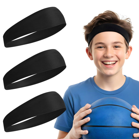 Sibba 3 x Sports Sweatbands Football Headband Elastic Breathable Running Headbands Sweat Wicking Wide Headband Sweatband Athletic Sweat Band Hair Bands for Basketball, Tennis, Soccer, Cycling, Fitness