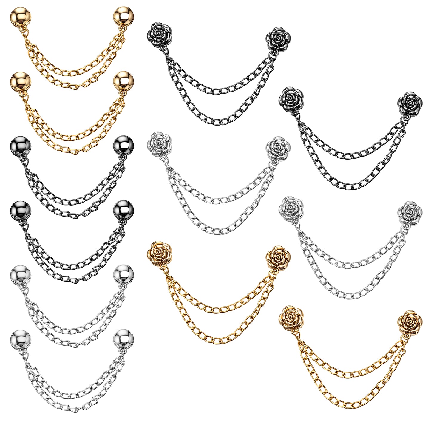 12 Pcs Magnetic Clothing Clips with Chain, Multi-Function Magnet Button Pins Hijab Cuff Clips for Women Clothes Sleeves Strong Magnet Pin for Fixing Hem of Clothes Long Pants Legs Sleeves of Shirts