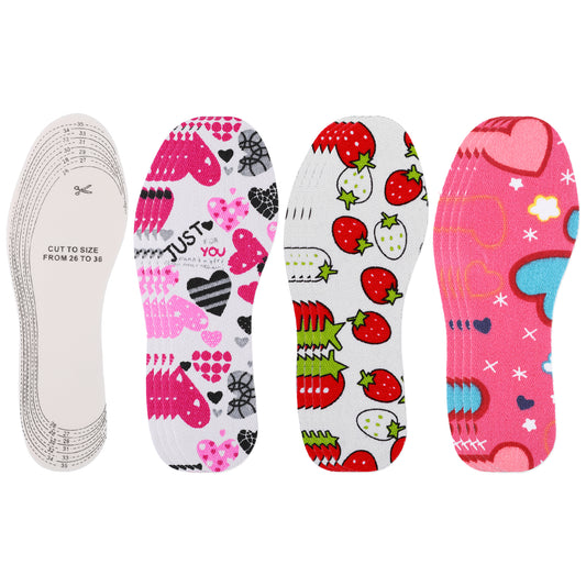 6 Pairs Shoe Insoles for Kids, Memory Sponge Shoe Inserts Trim to Fit Inserts, Replacement Multi-Colored Cushioning Insoles for Children and Toddler Spring Summer