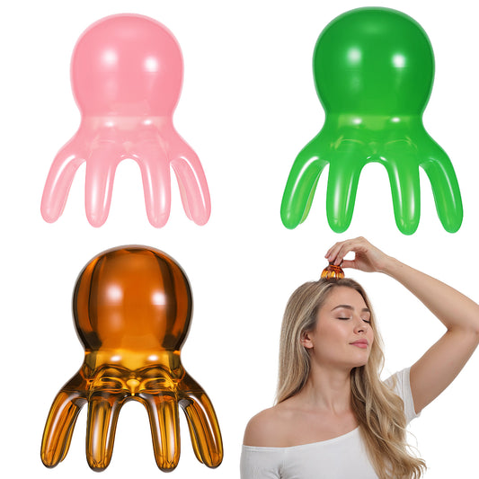 3Pcs Octopus Head Massage Comb Set Point Massage Comb Manual Scalp Massagers Acupressure Massager Tool with 8 Legs Pink Acupressure Massager Scalp Tool for Head Back Neck Deep Relaxation