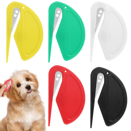 Wanmu 5 Pcs Pet Knotting Comb Hair Knot Remover for Dogs and Cats Pet Dematting Comb Letter Opener Pets Hair Removal Tool Grooming Tool Supplies Matted Fur Remover