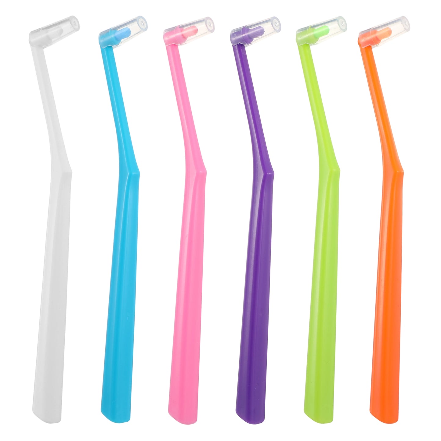 6 pcs End Tuft Toothbrush with Cover Soft Bristle Angled Toothbrush Interdental Brushes for Implant Retainer Back Teeth Brace Small Head Tiny Interspace Detail Cleaning Hard-to-Reach Area