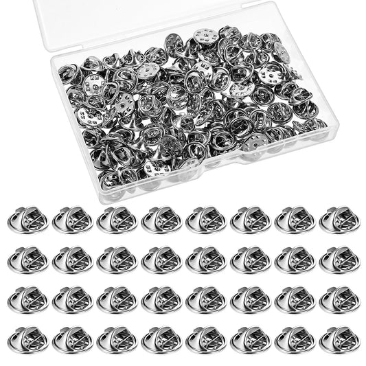Wanmu 100Pcs Metal Pin Backs, Locking PinBacks, Pin Keepers Locking Clasp for Badge Insignia Pin Backs Replacement