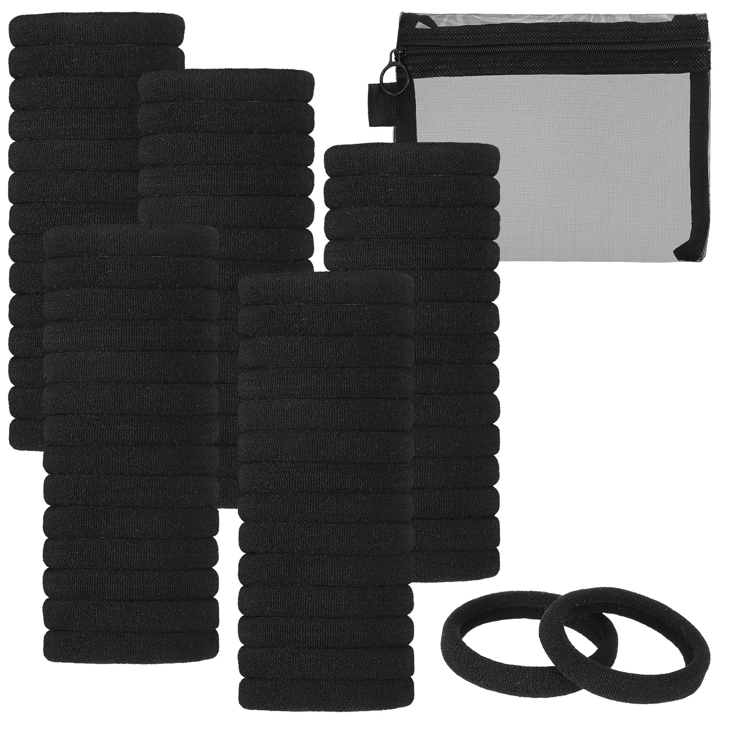 101Pcs Black Hair Ties for Women Elastic Ponytail Holders Seamless Hair Bands Thick No Damage Rubber Bands hair Accessories Hairties for Thin Thick Curly Hair Party Daily Christmas with Storage Pouch