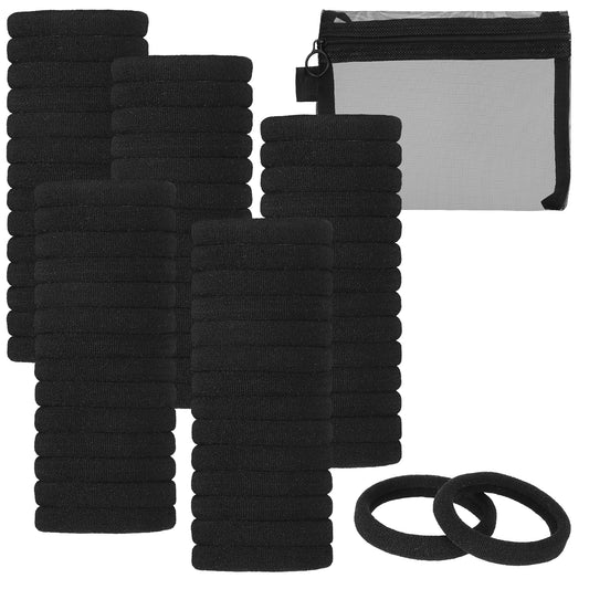 101Pcs Black Hair Ties for Women Elastic Ponytail Holders Seamless Hair Bands Thick No Damage Rubber Bands hair Accessories Hairties for Thin Thick Curly Hair Party Daily Christmas with Storage Pouch