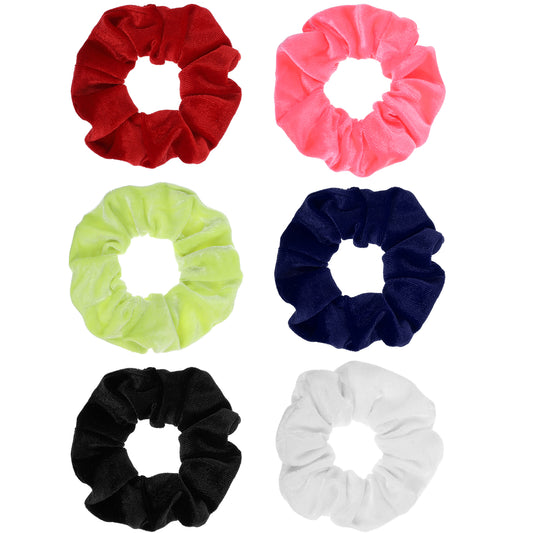 6 Pcs Velvet Hair Scrunchies Soft Elastic Hair Scrunchy Large Size Thick Hairbands Solid Colors Ponytail Hair Ties Fashionable Hair Accessories for Women Wedding Birthday Holiday Christmas Party