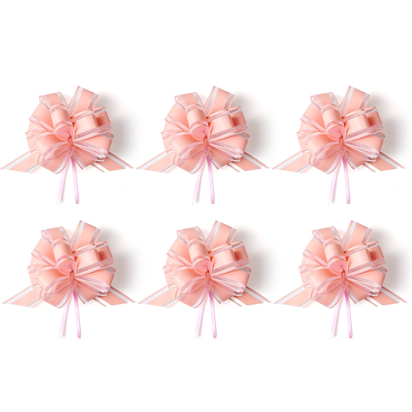 Sibba Large Pull Bows 6 PCS Gift Wrap Pull Bows 6 Inches Chiffon Flower Boxes Decoration Wedding Ribbon Bows Bouquets Present Supplies for Wrapping Party Birthday Christmas Valentine's Day (Pink)