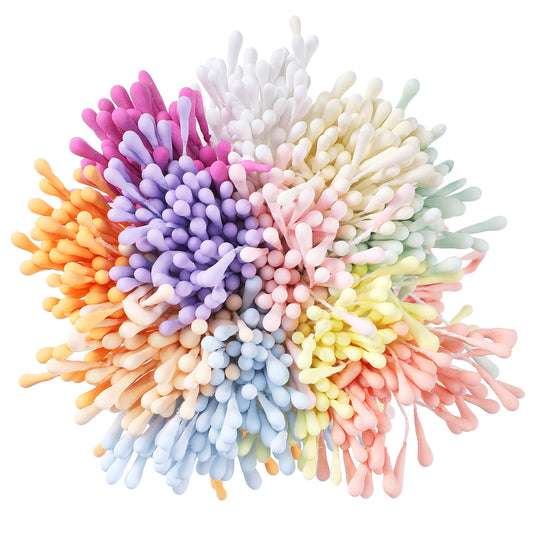 1100 Pcs Flower Stamens for Crafts Double Headed Artificial Flower Stamens Pearl Handmade Pistil 10 Colors DIY Craft Simulated Stamen for Scrapbooking Pistil Cake Craft Wedding Party Decoration