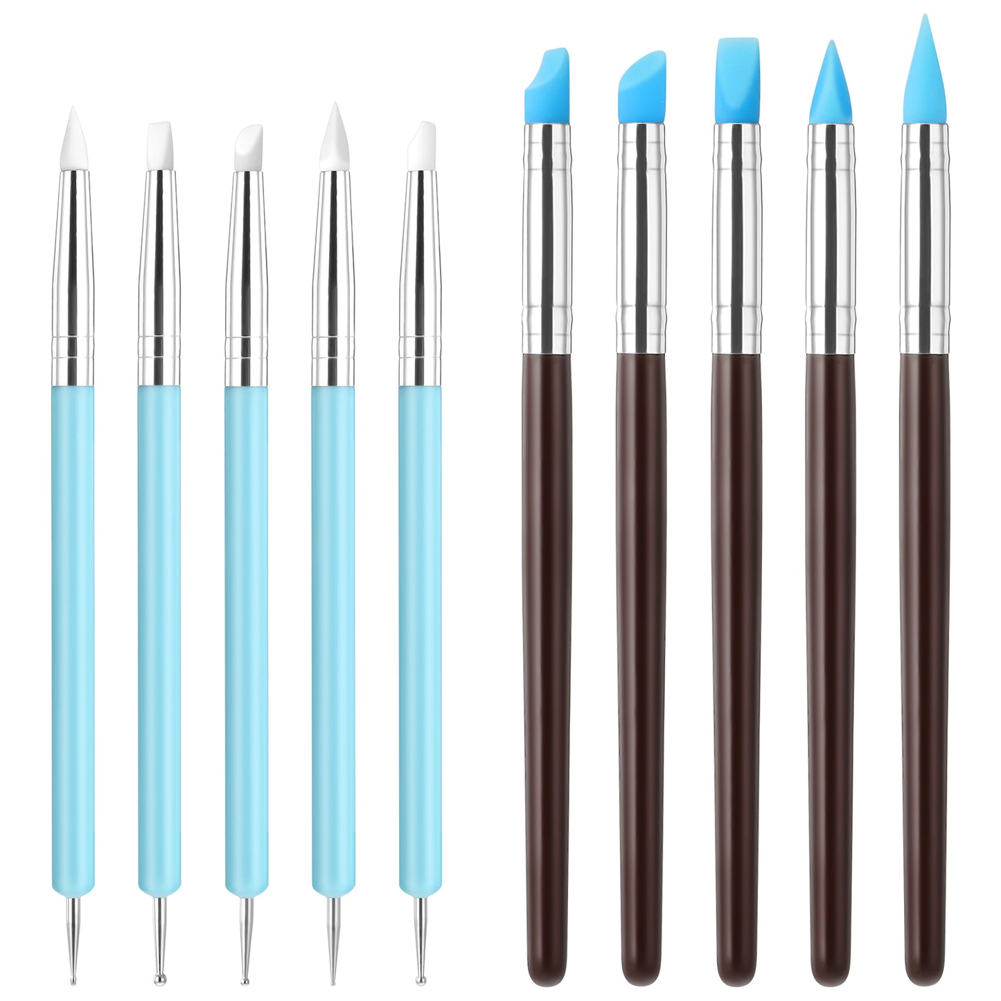 Wanmu 10Pcs Clay Sculpting Tool, Silicone Tools for Sculpting Pottery and Polymer, Modeling Dotting Tool for Adults, Kids, Pottery Craft, Baking, Carving, Drawing, Dotting, Molding, Modeling, Shaping
