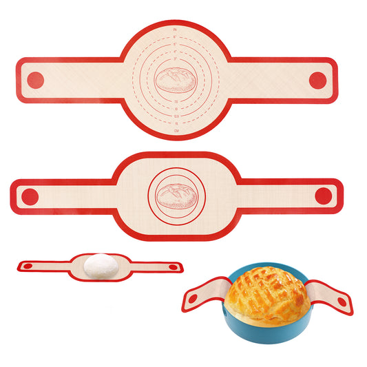 Dimeho 2 Pcs Silicone Bread Sling Oval and Round for Dutch Oven Non-Stick & Easy Clean Reusable Bread Baking Mat Set with Long Handles Transfer Sourdough Mat Tools Supplier Liner (Red)