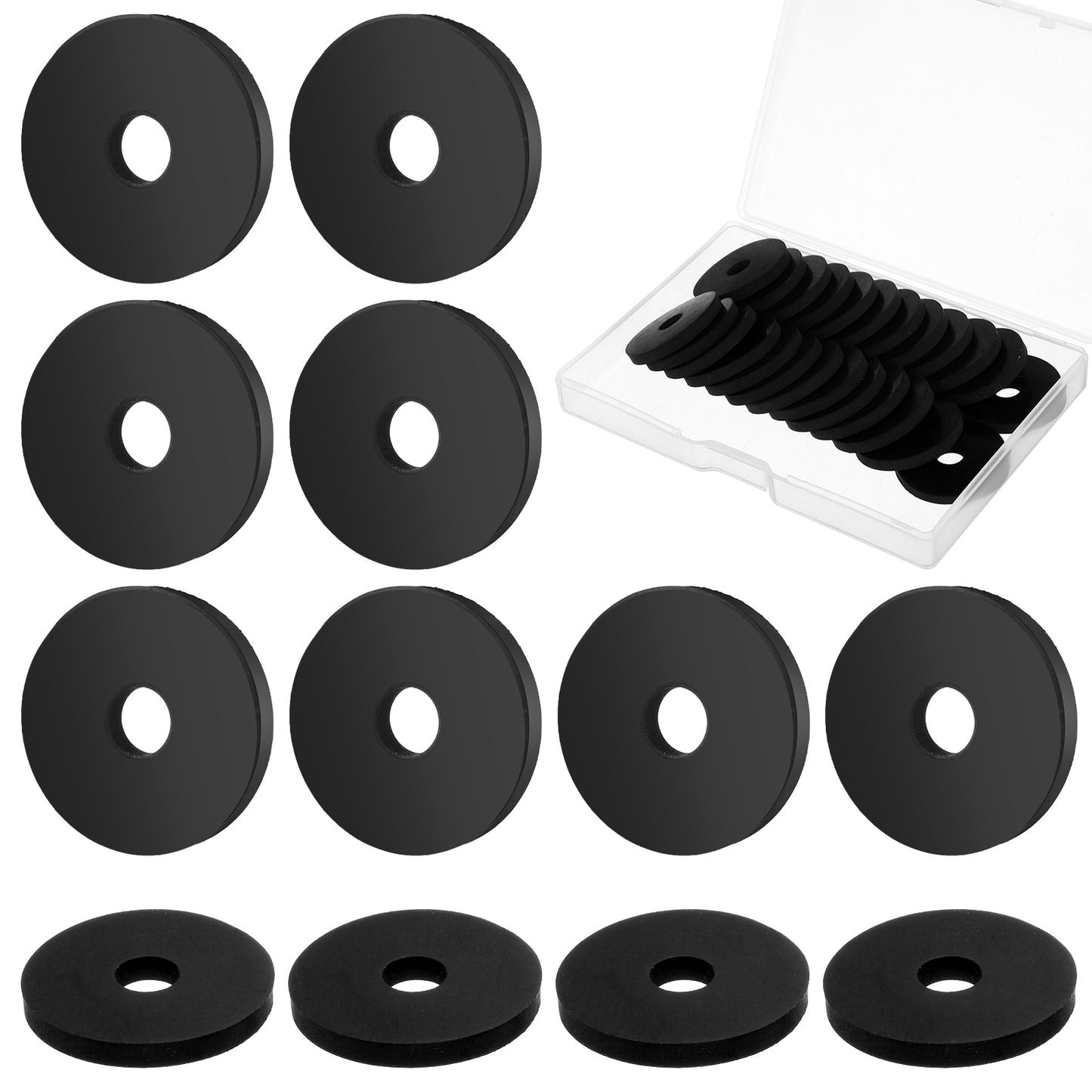 COMNICO Rubber Washer, 25 Pcs 1 OD x 1/4 ID x 1/8 Thickness Heavy Duty Rubber Flat Washers Black Rubber Grommets Vibration Rubber Spacer Bushing for Bolts Spacers Household Appliances