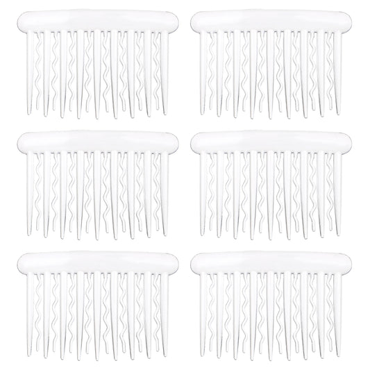6 PCS Plastic Hair Side Comb 17 Teeth Decorative Hair Combs Clear French Hair Accessories Vintage Style Hair Clips Twist No Slip Veil Comb for Wedding Brides Women Girls Long Curly Straight Hair