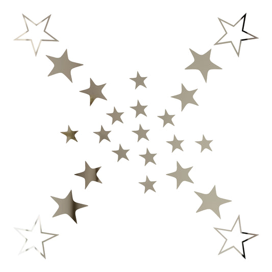 Dimeho 24 Pcs Star Mirror Wall Stickers, Acrylic Stars Wall Decal for Bedroom Decor 4 Sizes Removable Stars Stickers Adhesive 3D Art Decal for Home Living Room DIY Wall Decorations (Silver Stars)