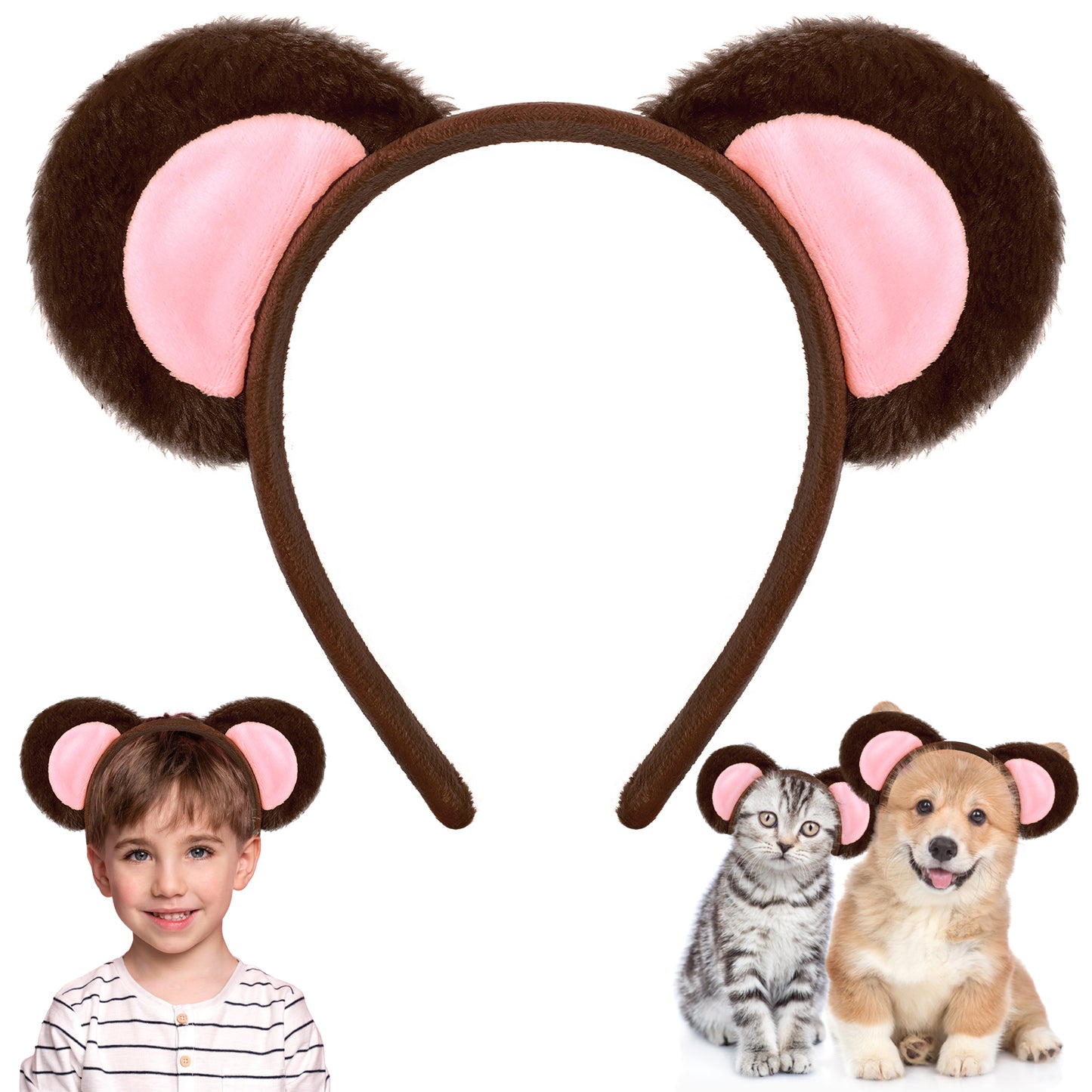 COMNICO Brown Monkey Ears Headband