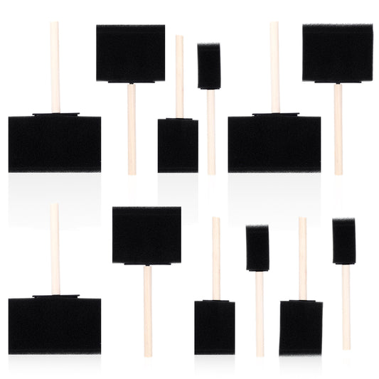 12 Pcs Foam Paint Brushes Wood Handle Foam Brushes Sponge Paint Brush Lightweight Durable Sponge Brushes for Details Staining Varnishes Large Area DIY Craft Projects Staining Paint
