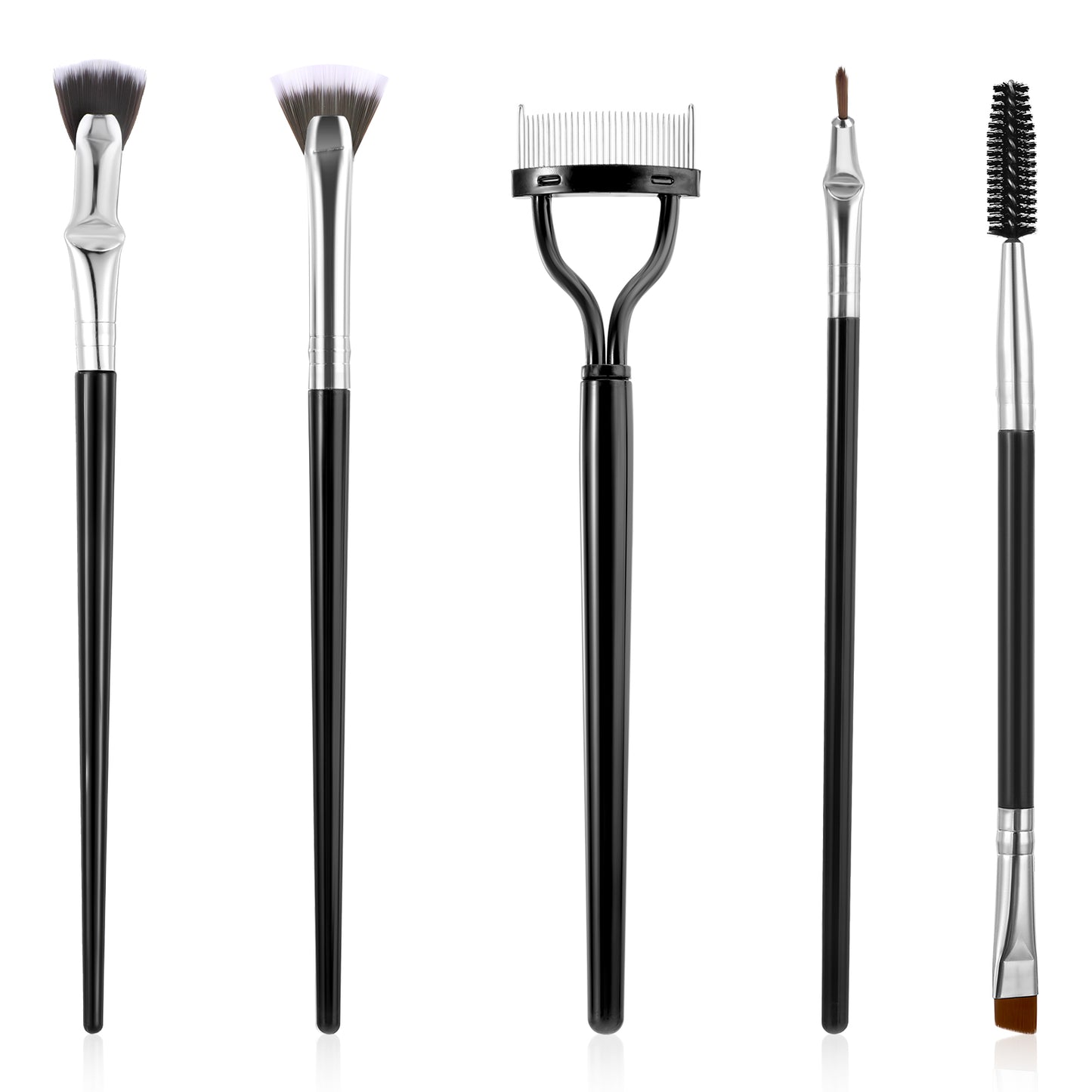 Dimeho 5 Pcs Mascara Fan Brush for Lashes Multifunctional Scalloped Lash Brush Folding Angle Fan Shaped Clump Wand Brushes Eyelash Separator Comb Makeup Tool for Upper Lower Eye Lash