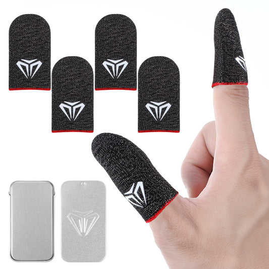 Sibba 4x Finger Sleeves Mobile Gaming Gloves Silver Fiber Game Controller Thumb Sleeve Ultra Thin Seamless Touchscreen Thumb Sleeves Anti Sweat Finger Cover Breathable Sensitive fit Tablet Devices Red