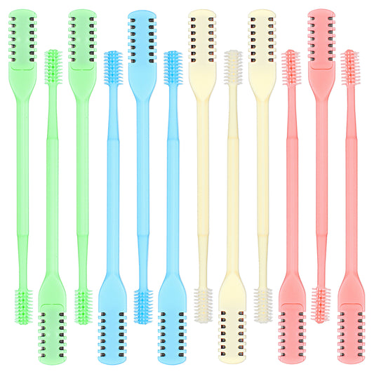 12 Pcs 2-in-1 Nasal Hair Cutter Nose Hair Trimmer Double Sided Nose Knife 360° Rotating Manual Nasal Hairs Cutter Portable Nostril Hairs Remover Tool Sticks Soft Cleaning Brush for Men Women Travel