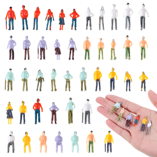 Sibba 100 Pcs Mini People Figurines 1: 75 Scale Little People Toys Architectural Painted Tiny Model Sitting Standing Miniature Figurines Model for Miniature Scenes