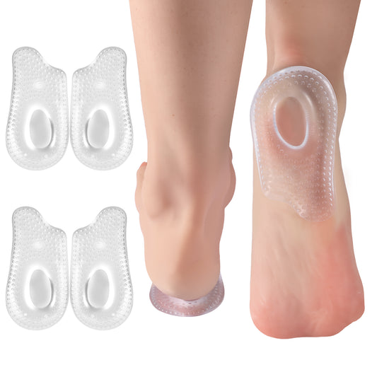 Sibba Achilles Tendonitis Gel Heel Cups, 2 Pairs Orthotic Heel Inserts Pain Relief Heels Pads, Beaded Clear Heels Cups for Shock Absorption, Bone Spur, Plantar Fasciitis
