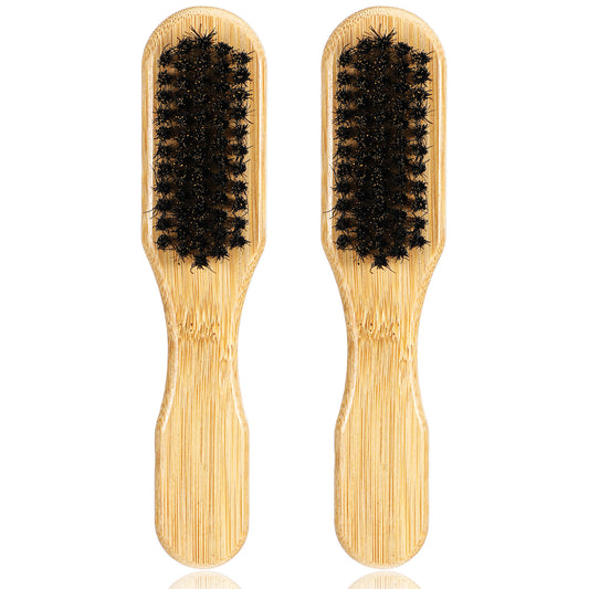 Sibba 2 Pack Boar Bristle Slick Back Hair Brush, Natural Soft Boar Bristle Hair Brush for Women Men, Edge Brushes Teasing Brushes Styling Accessories for Teasing Sectioning Parting Backcombing