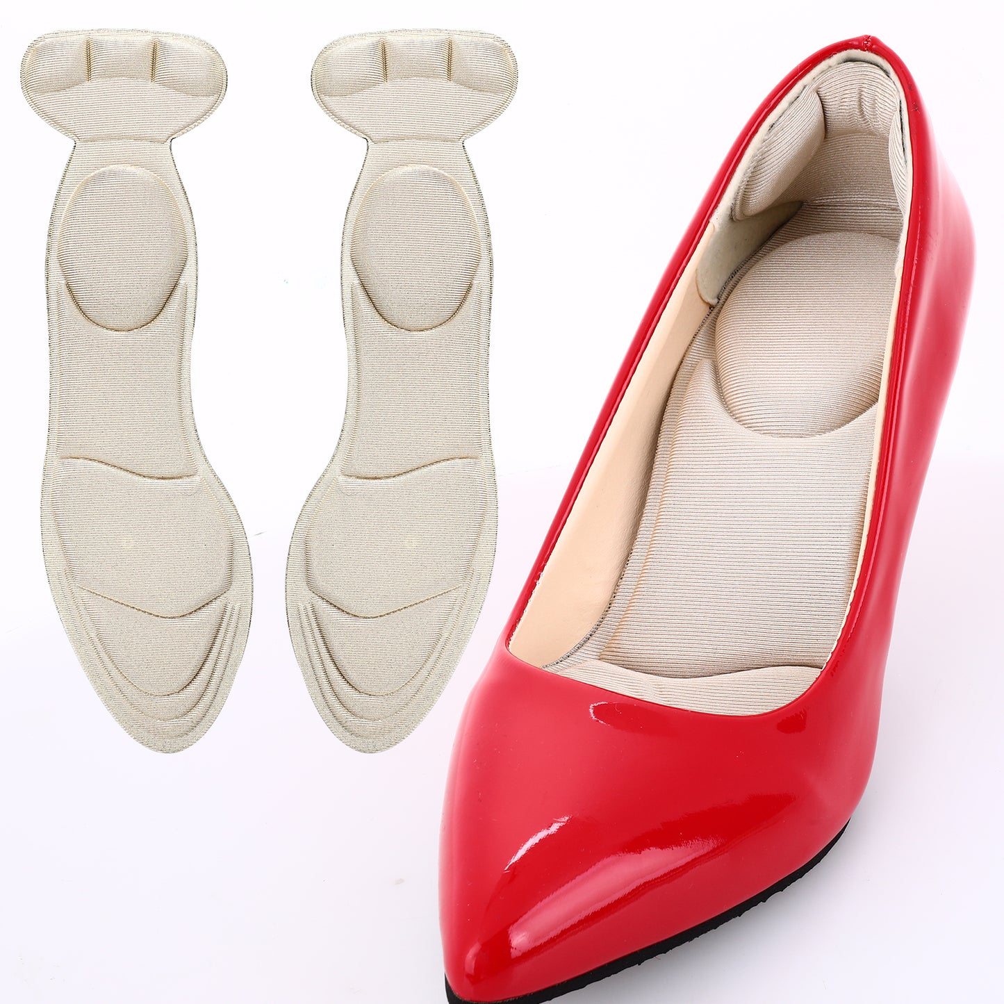 WLLHYF 1/2 Pair Shoe Insoles Breathable Sponge Heel Insoles with Heel Grips Shearable Heel Cushions High Heel Inserts for Women Loose Shoes Metatarsal Arch Foot Pain (Skin Color)