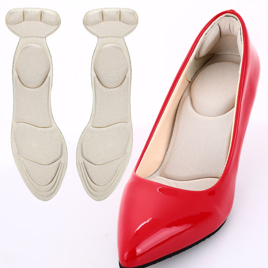 WLLHYF 1/2 Pair Shoe Insoles Breathable Sponge Heel Insoles with Heel Grips Shearable Heel Cushions High Heel Inserts for Women Loose Shoes Metatarsal Arch Foot Pain (Skin Color)