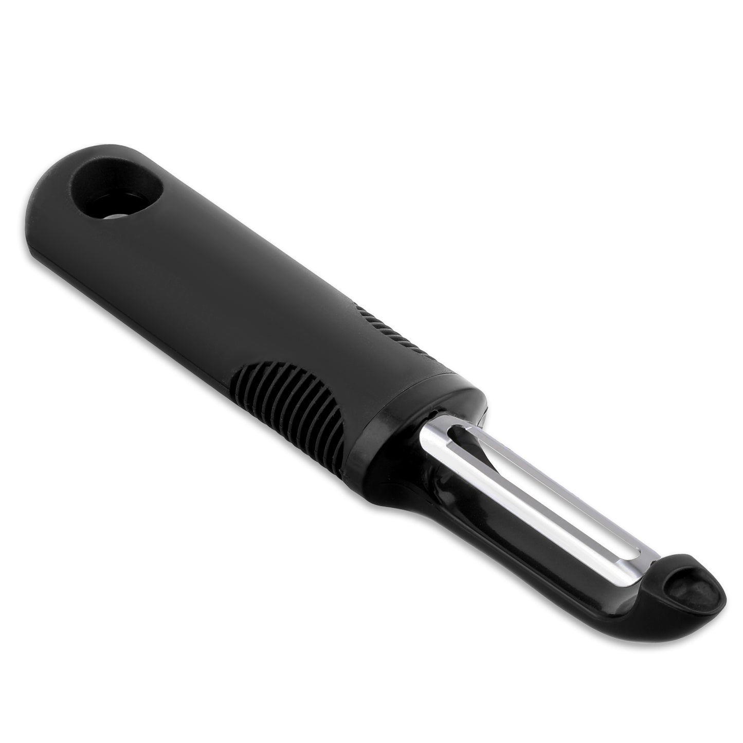 COMNICO Swivel Vegetable Peeler, Serrated Peeler Comfortable Good Grips Kitchen Essential Sharp Stainless Steel Blades Quick Easy Peeling Produce Chocolate Cheeses Potato Veggie Fruit (Black)