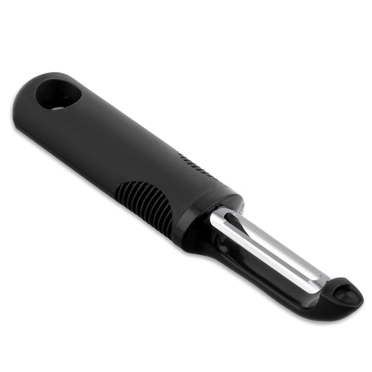 COMNICO Swivel Vegetable Peeler, Serrated Peeler Comfortable Good Grips Kitchen Essential Sharp Stainless Steel Blades Quick Easy Peeling Produce Chocolate Cheeses Potato Veggie Fruit (Black)