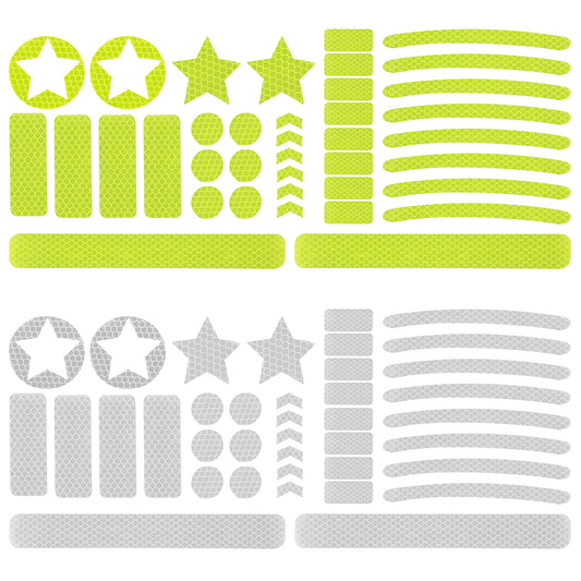 Dimeho 84pcs Reflective Stickers High-Visibility Reflective Stickers Reflective Decals Multi Shapes Kit Driveway Reflectors Night Visibility Adhesive Stickers for Helmet, Bicycle, Car & Stroller