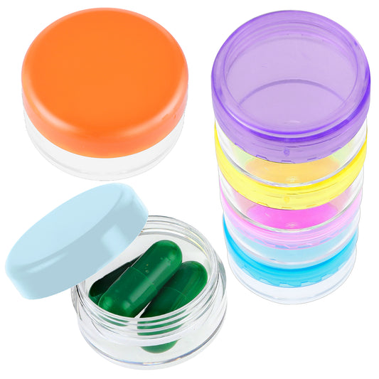 Dimeho 6 Pcs Small Pill Box Travel Pill Organizer Daily Pills Cases Holder Portable Mini Pills Container BPA Free Pocket Medicines Storage Container for Purse Pocket Briefcase (6 Color)