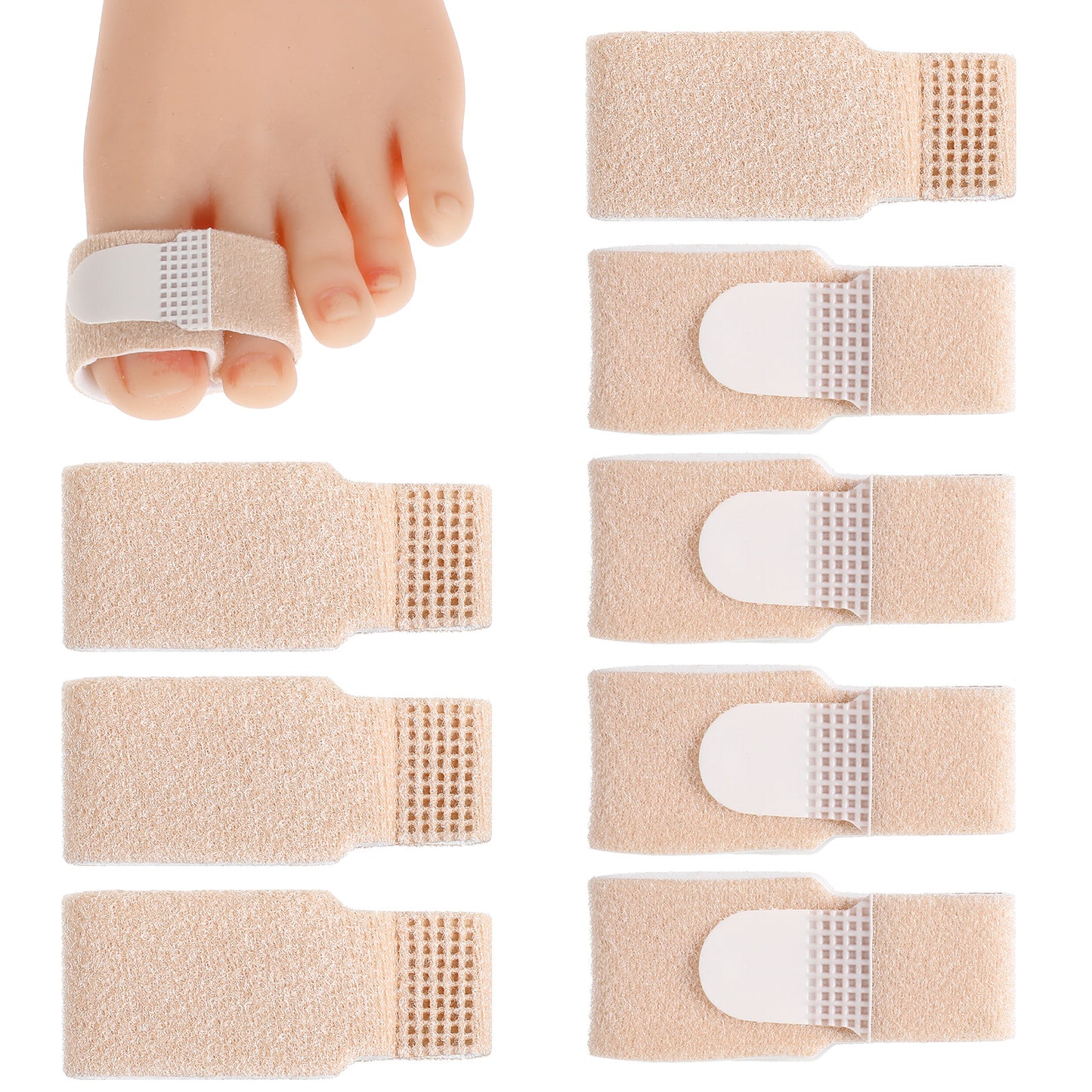 Wanmu 12 Pack Fabric Hammer Toe Corrector, Reusable Fabric Buddy Toe Wraps for Pain Toe Bandages Protectors Hammer Toe Wraps, Toe Straightener for Crooked Toes, Curled Toes, Bent Toes and Broken Toes