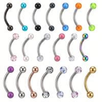 Hadnves 20 Pcs 16G Rook Piercing Jewelry Earrings Lip Jewelry Vertical Labret Curved Barbell Eyebrow Rings Stainless Steel Snake Eye Tongue Daith Piercing Ring for Men Women