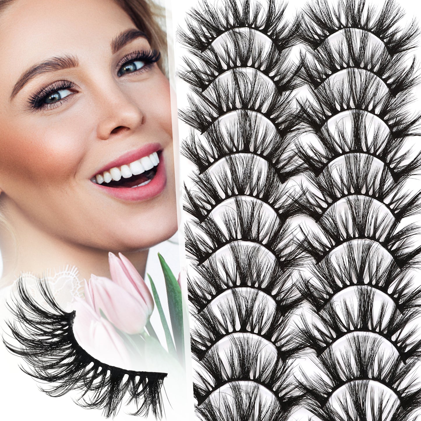 Sibba 10 Pairs False Eyelashes Soft Handmade Lashes Fluffy Long Mink EyeLashes Thick High Crossed Volume False Eyelashes for Women Girls