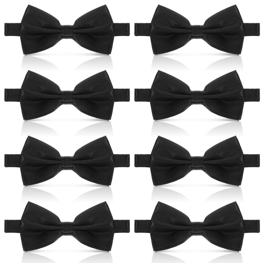 Wanmu 8Pcs Men's Pre-Tied Bow Ties for Wedding Party, Elegant Adjustable Pre-tied Bow Ties for Men, Adult's Adjustable Tuxedo Satin Bowtie