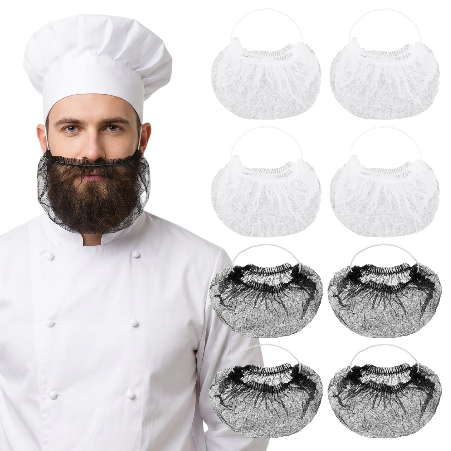 Heclia 100 Pcs Beard Nets Food Service Beard Covers Breathable Beards Protector Nets Full Coverage Beards Masks Guards for Men Facial Hair Food Service Cleaning Cooking