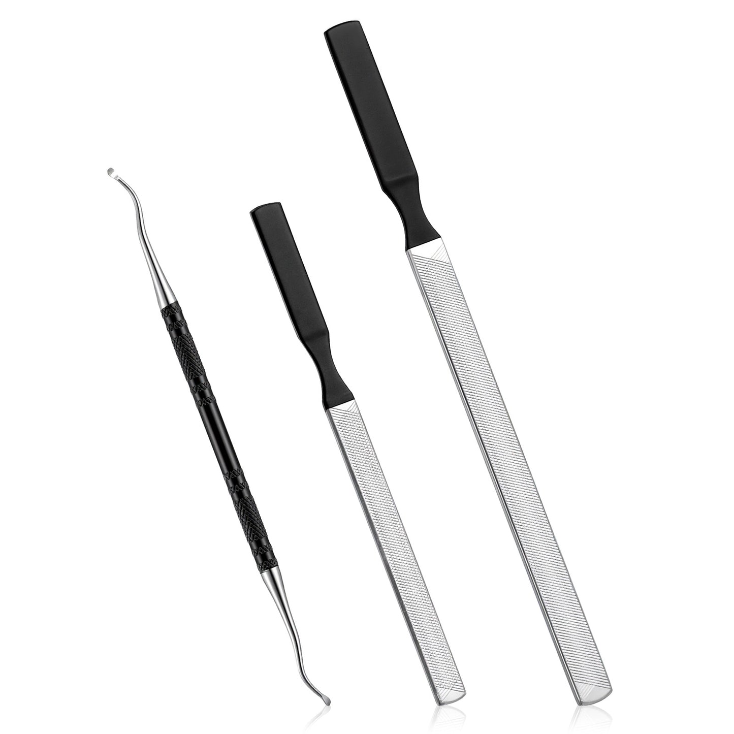 KFHENSOMR 3PCS Metal Toenail File Set, Dual-Ended Toenail Lifter, Double Sided Stainless Steel Fingernail File Professional Pedicure Tools for Thick Nails & Ingrown for Seniors, Women, Men