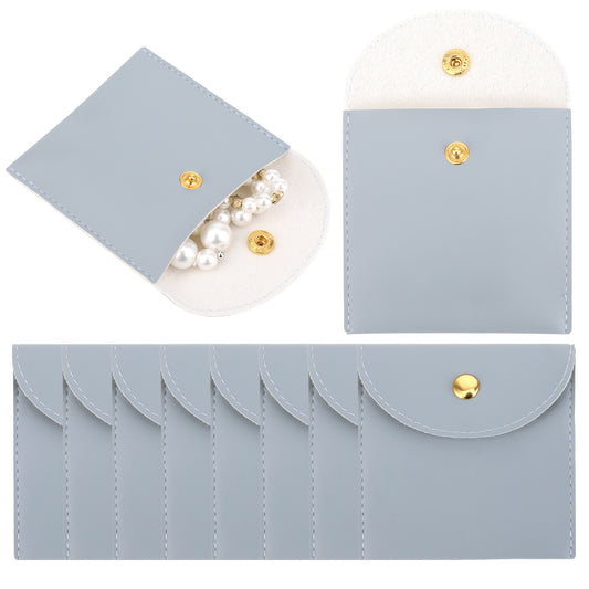 COMNICO Jewelry Bags, 8 Pcs Custom Jewelry Purse Pouch Luxury Small Jewelry Gift Bags with Snap Button Envelope Style Bridesmaid Gifts Set for Women Earring Necklace