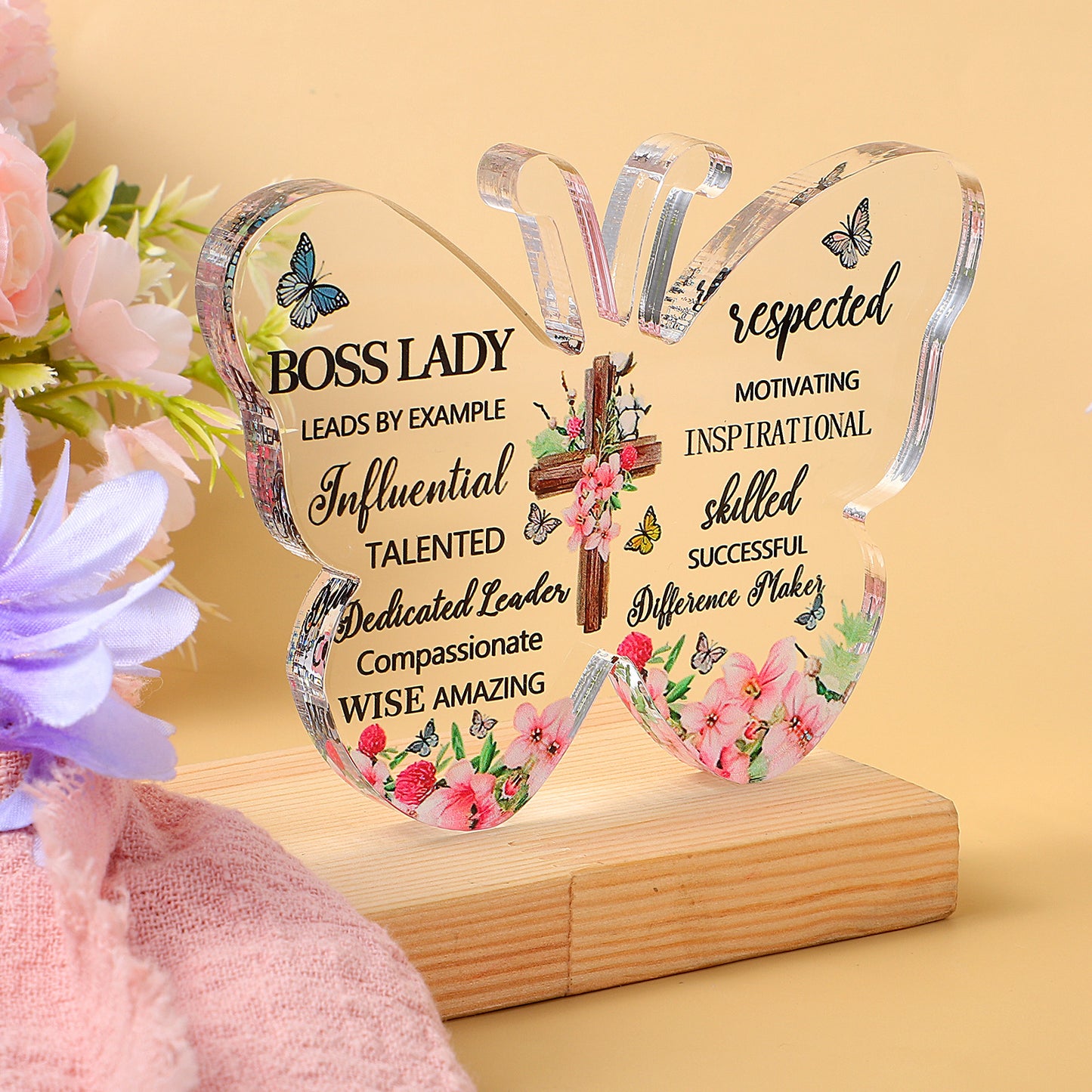 Acrylic Christian Gifts Religious Gifts, Inspirational Scripture Butterfly Prayer with Bible Verse and Prayers Room Decor Faith Keepsake Paperweights for Christmas Church Home (God Thinks of You)