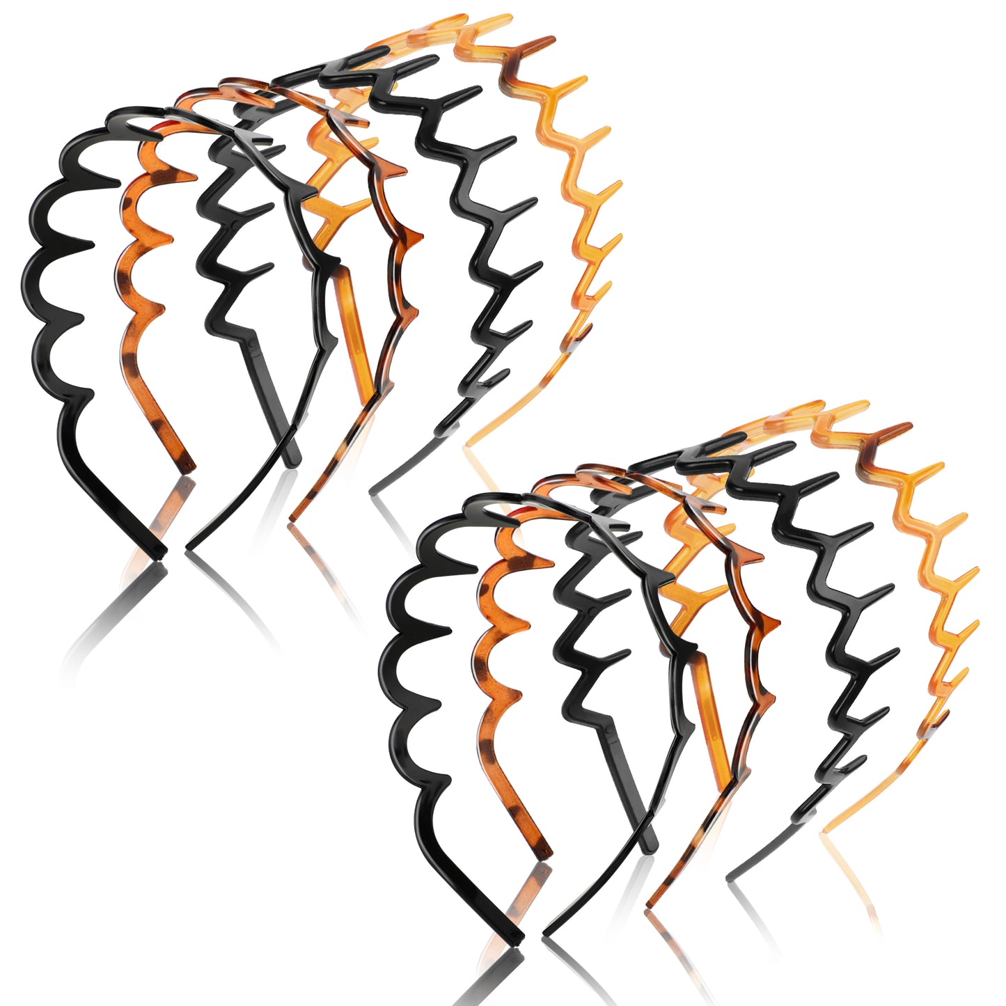 Wanmu 8 PCS Zig Zag Headbands, Plastic Wavy Hair Bands with Teeth Zigzag Head Bands Shark Tooth Hair Comb Hoop Accessory for Women Girls