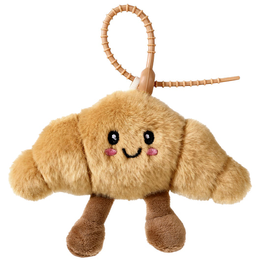 Cute Happy Smiling Bread Croissant Baguette Keychain Croissant Plush Keychain Lucky Good Luck Key Chain Soft Fluffy Stuffed Charm Adorable Bag Charms for Women for Purse Handbag Backpack & Car Keys