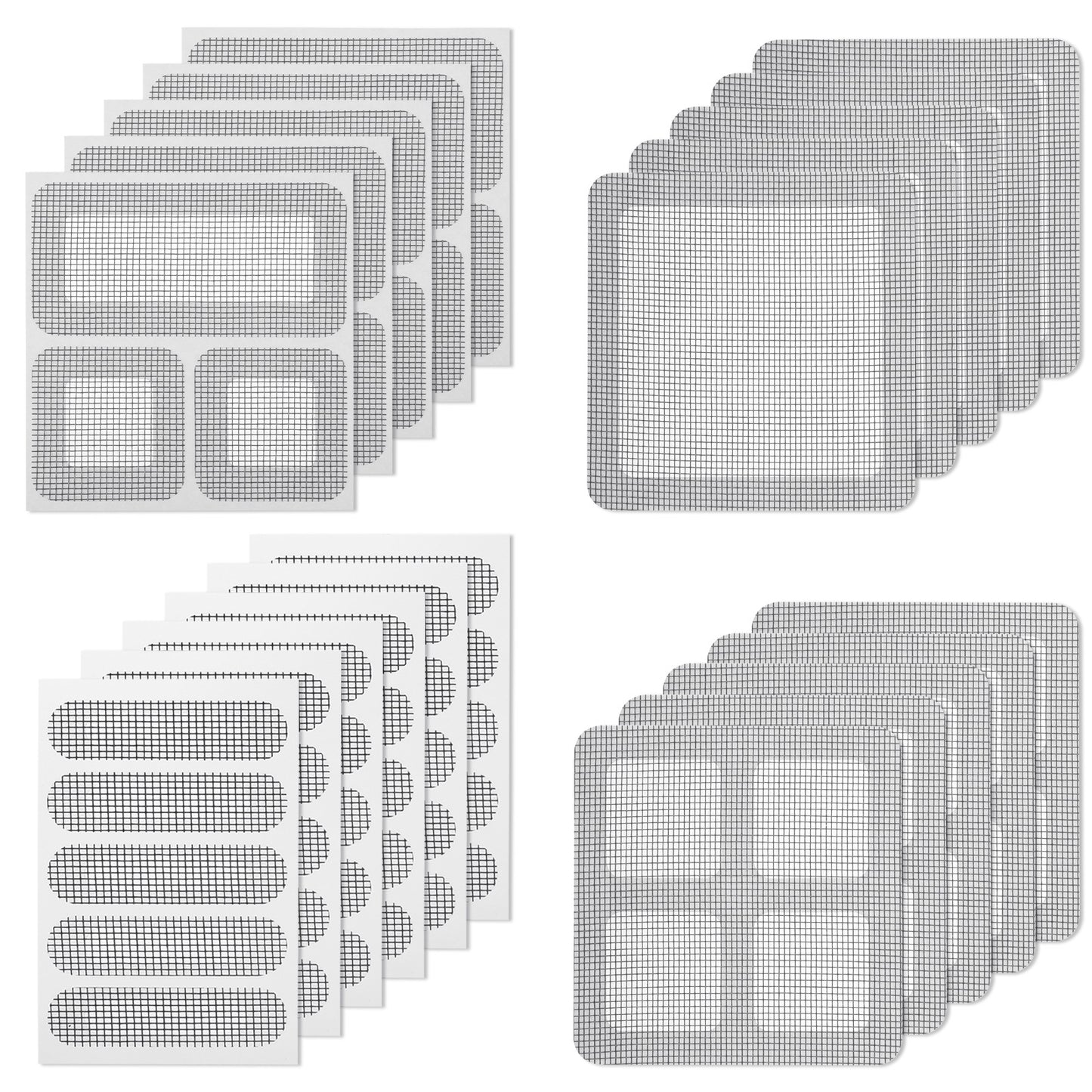 Sibba 20 Sheets Window Screen Repair Kit, 4 Sizes Black Self-Adhesive Screen Patch Repair Kit for Mesh Screens Door, Strong Adhesive Fiberglass Quick Screens Repairs Tape for Mesh Window Drain Holes