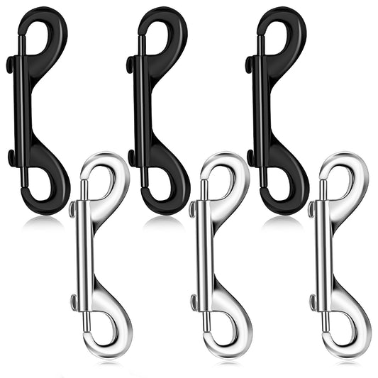 6 PCS Double Ended Bolt Snaps 3.5 Inch Heavy Duty Trigger Snap Metal Clips Key Holder Black Zinc Alloy Double Sided Clips for Pet Dog Leash Water Bucket Horse Feed Hammock Carabiner Home Farm